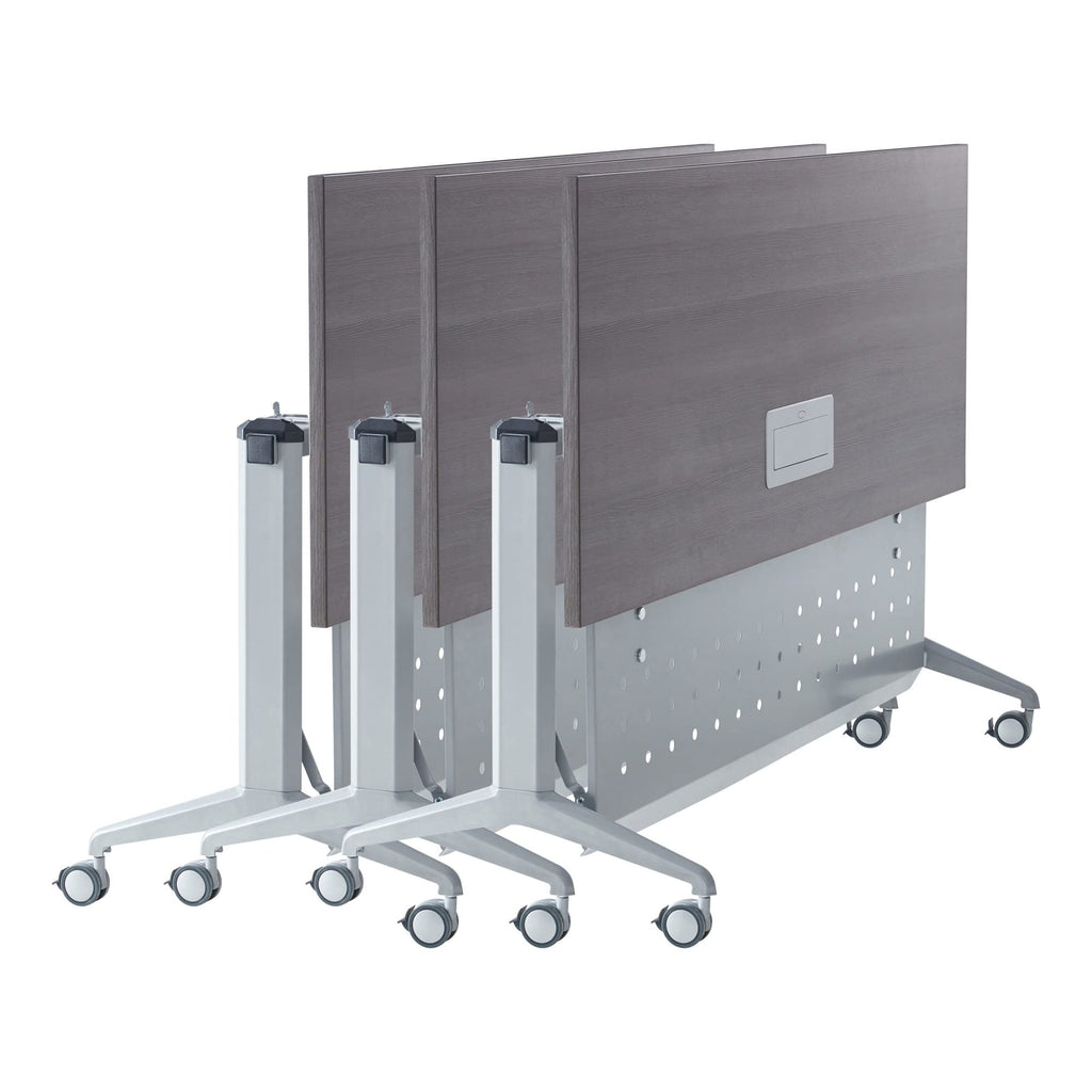 Flip-Top Nesting Training Table with Modesty Panel, 60" W x 29-1/2"H x 24" D, Gray/Silver