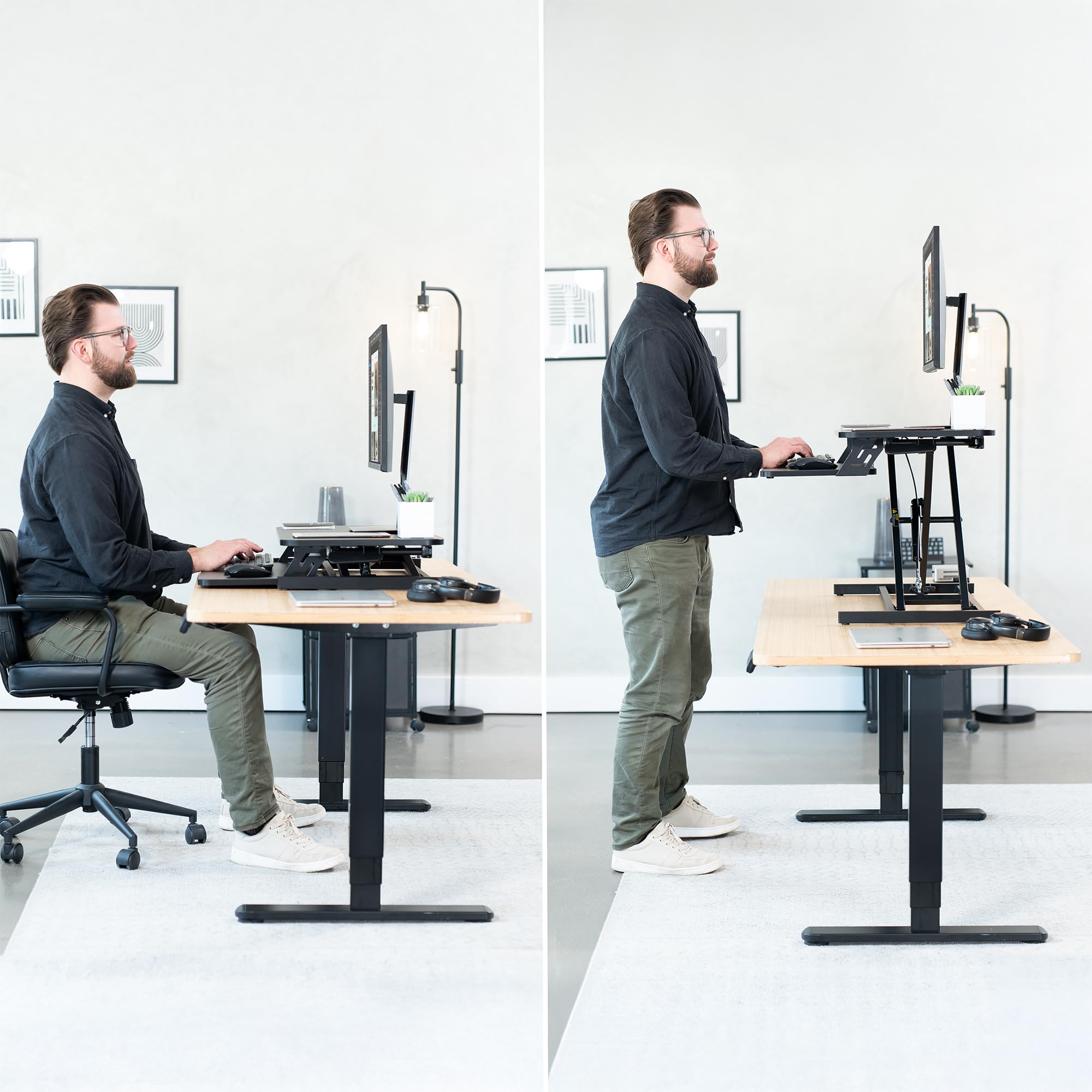 Black 32 inch Stand Up Desk Riser