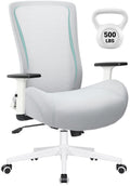 Big and Tall Home Office Desk Chair 500lb Capacity for Heavy People, Ergonomic Wide Mesh Desk Chair with Stepless Recline & Lock, 5.5" Thick Cushion, High Back, Adjustable Height & Armrests