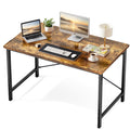 Computer Small Office Desk 47 Inch Student Study Writing Work with Metal Frame Wood Tabletop Modern Simple PC Home Bedroom Table, Rustic Brown