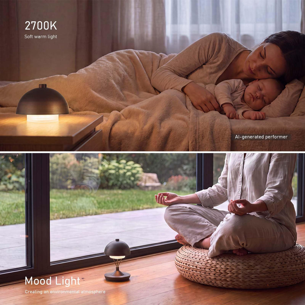 Cordless Modern Desk Lamp, Rechargeable Battery, Brown Bronze