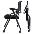 Stackable & Foldable Conference Room Chairs with 2X Thick Cushion, Lumbar Support, Armrest - Mesh Bouncing Back for Office Meeting, Conference, Training Room Chair 1 Pack