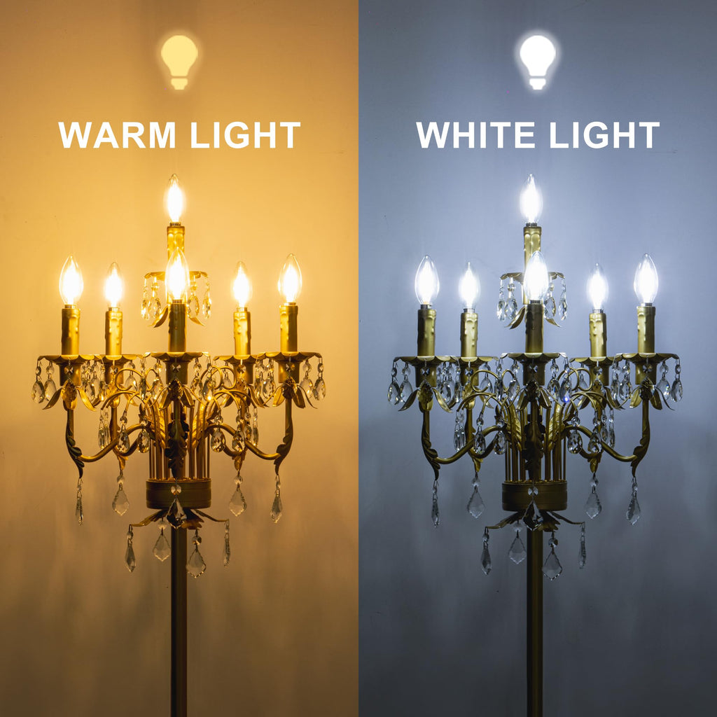 Gold Crystal Floor Lamp, Tall Vintage Standing Living Room Lamp