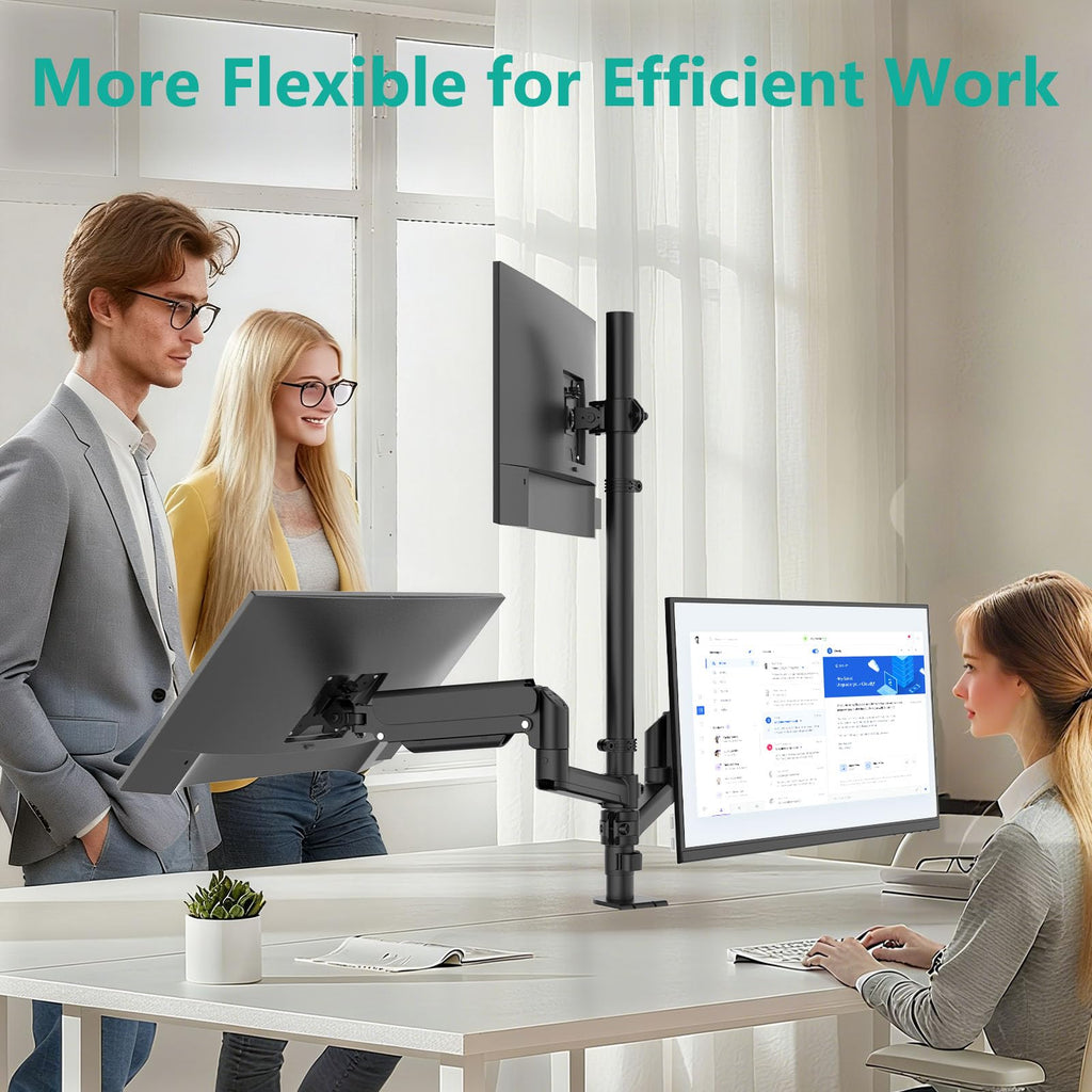 Triple Monitor Mount for 13-27 inch Screens, Taller 3 Monitor Desk Mount, up to 19.8lbs, 31.9 inch Height Max, Adjustable Triple Monitors Stand, VESA 75/100mm (GSDM003S), Black