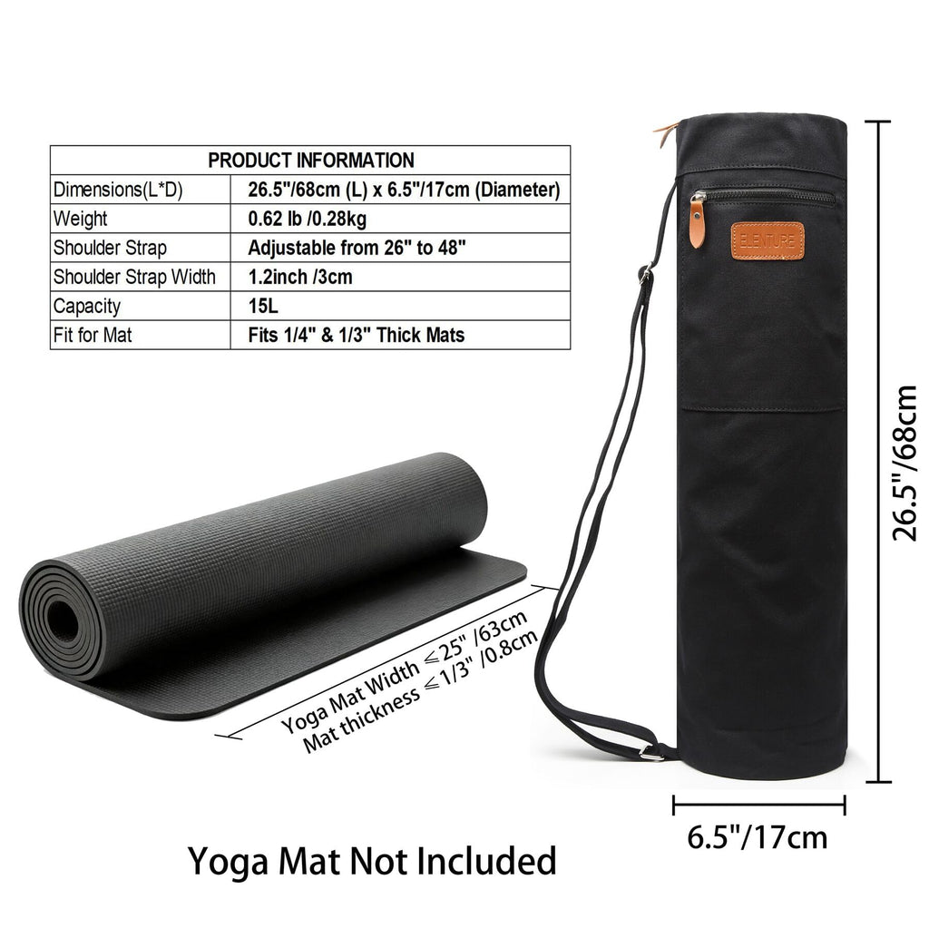 Yoga Mat Bag for Women & Men, Full-Zip Canvas Pilates Bag with Pockets