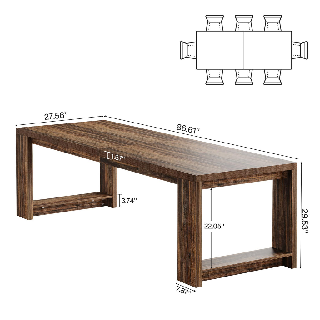 7 ft Conference Table for 6 to 8 People, Modern Rectangle Meeting Room Desk for Boardroom, Home Office (2, Dark Brown)