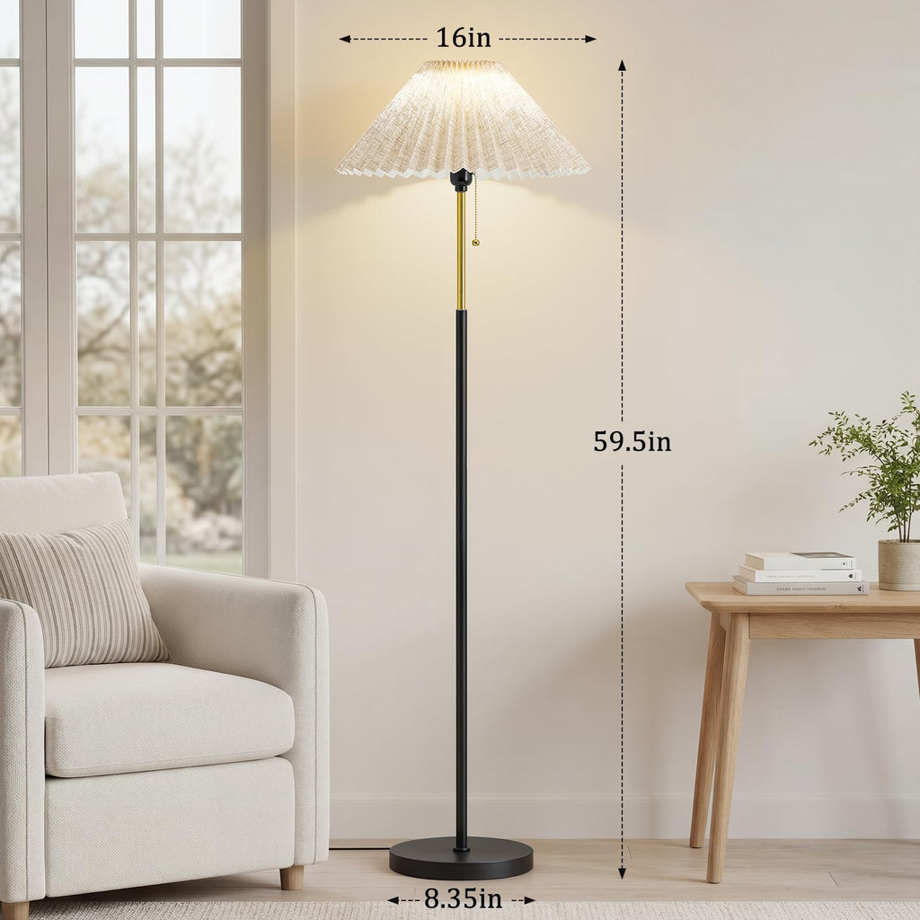 Floor Lamps for Living Room, 59.5" Pleated Modern Standing Lamp,Linen Shade