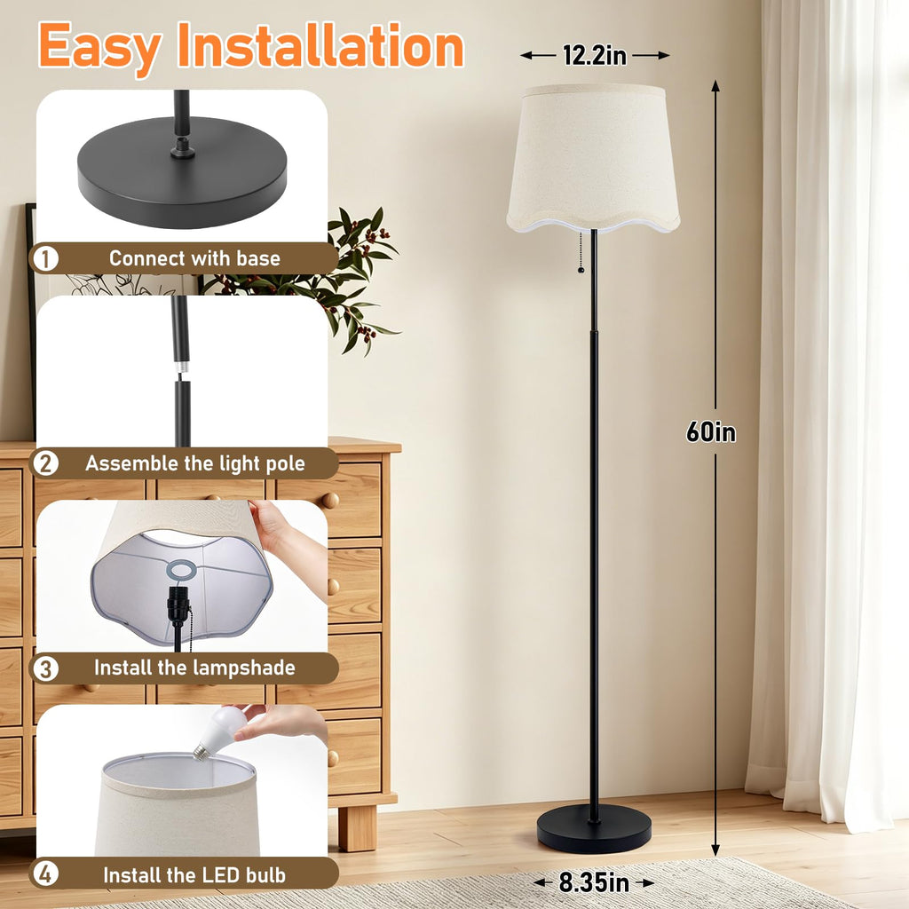 Floor Lamps for Living Room & Bedroom, 60" Modern Tall Standing Lamp, 3CCT
