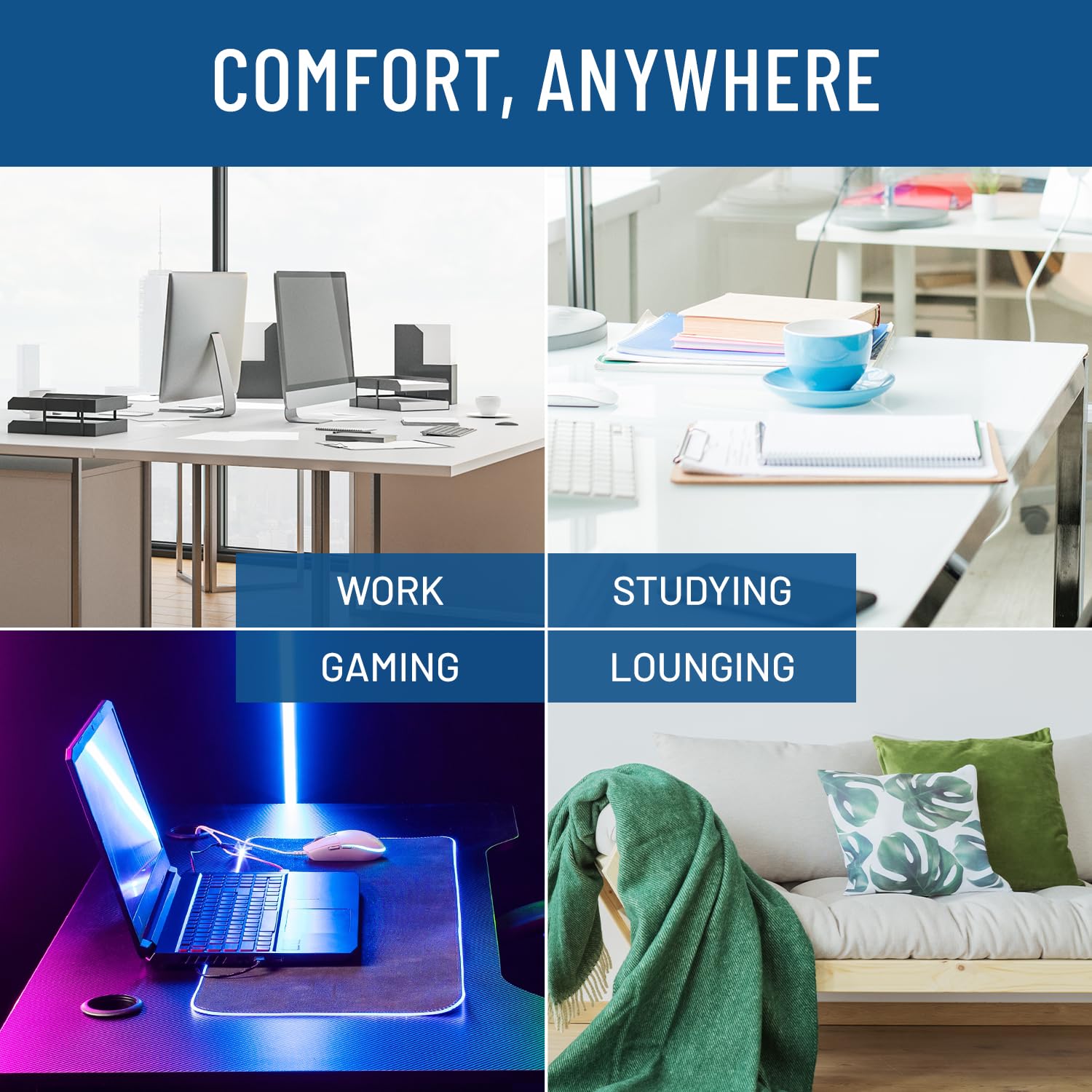 Comfort Adjustable Cloud Foot Rest for Under Desk at Work with Pressure Point Nodes - Comfortable Memory Foam Office Foot Stool & Desk Pillow, Gaming & Home Accessories