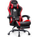 Gaming Chair with Footrest Lumbar Support for Home Office High Back Recliner Height Adjustable Ergonomic Comfy Leather Computer Desk Chair (Red)