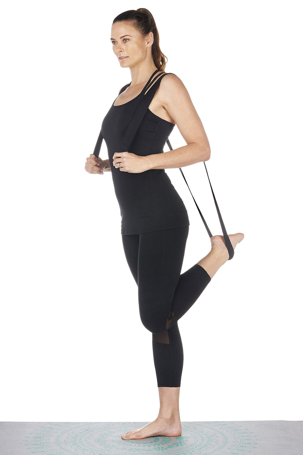 Yoga Strap (8ft) Premium Stretch Band with Adjustable Metal D-Ring Buckle Loop | Exercise & Fitness Stretching for Yoga, Pilates, Physical Therapy, Dance, Gym Workouts (Black)