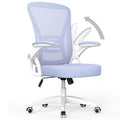 Ergonomic Office Chair, Mid Back Desk Chair with Adjustable Height, Flip-Up Arms and Lumbar Support, Breathable Mesh Swivel Computer Chair for Home Study Working/Light Purple