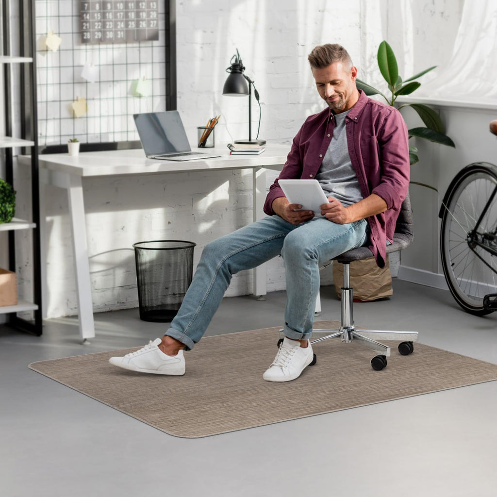 Office Chair Mat for Hardwood Floor, 36" x 48" Desk Chair Mat for Hard Wood and Tile Floor, Large Anti-Slip Hard Floor Protector Rolling Chair Mat, PVC Mat Desk Rug for Office Home, Dark Brown