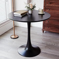 Sybrioka 31.5" Tulip Table for 2-4 Persons Modern Round Dining Room Table, Mid-Century Modern Black Small Kitchen Table with MDF Wooden Top, Leisure Coffee Table for Living Room, Dining Room, Office