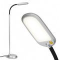 Litespan Slim LED Floor Reading Lamp with Adjustable Gooseneck for Living Rooms & Offices, Dimmable Standing Lamp for Bedroom - Silver