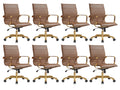 Modern Ergonomic Executive Office Chair, High-Back Leather Conference Desk Chair with Adjustable Height, Tilt Control, 360° Swivel & Gold Frame for Home Office