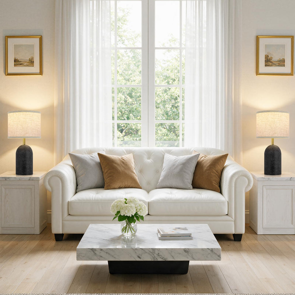 Table Lamps Set of 2, Resin Bedside Lamps for Living Room Bedroom