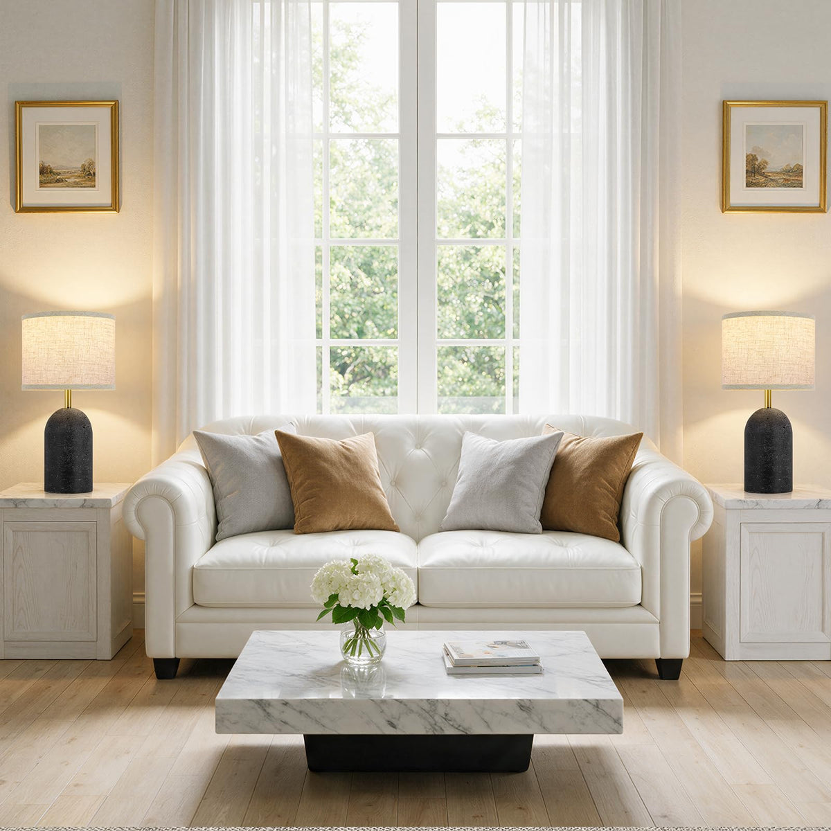 Table Lamps Set of 2, Resin Bedside Lamps for Living Room Bedroom