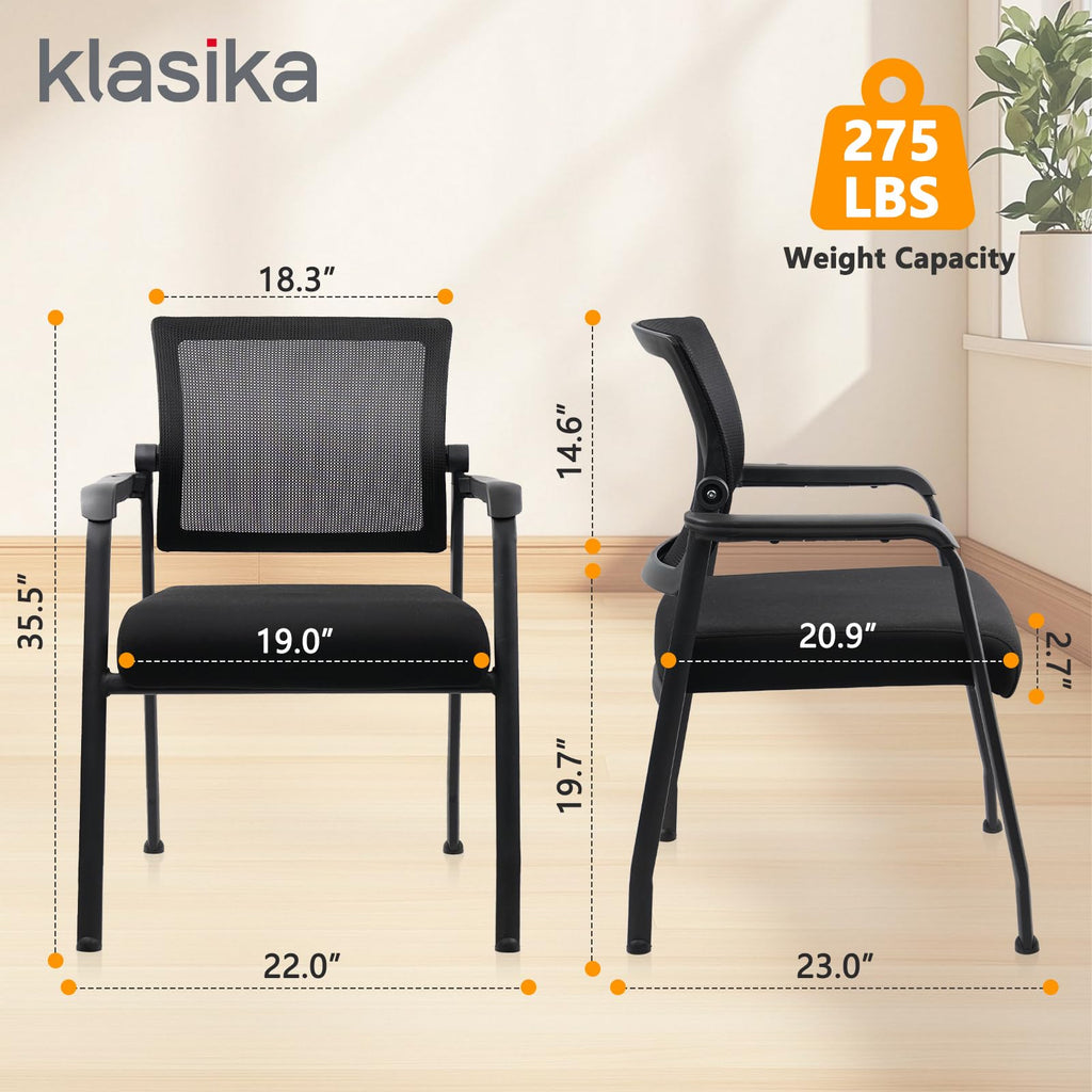 8PACK, Desk Chair No Wheels with Adjustable Mesh Backrest, Arm Chair with Ergonomic Lumbar Support and Thickened Seats Cushion, Waiting Room Chairs for Office School Church Guest Reception,