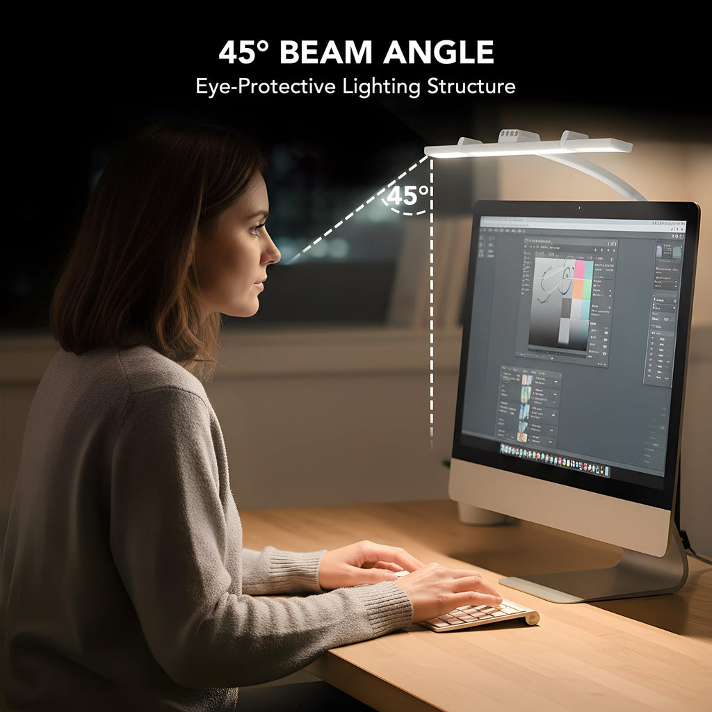 LED Desk Lamp for Home Office with Base, 28.2" Adjustable Gooseneck Swing Arm Bright Desk Light, Dimmable Architect Table Lamp for Desktop Computer Light, Reading, Study, Workbench（White）