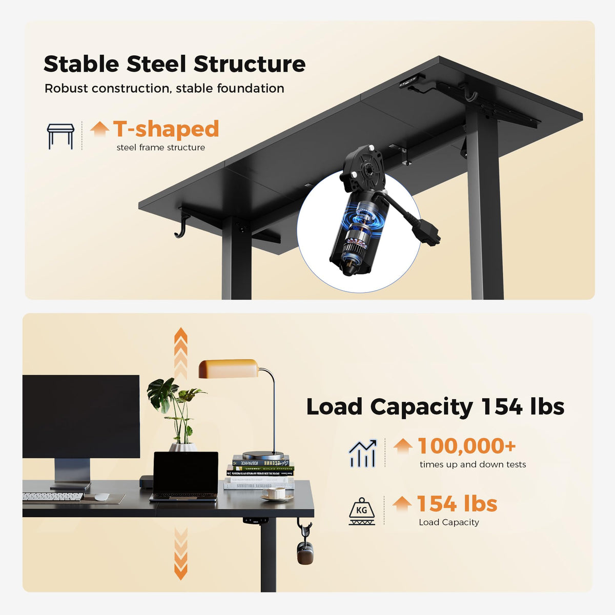 63 * 24 Inch Height Adjustable Electric Standing Desk, Black