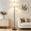 Black Floor Lamp, 62" Standing Lamp for Living Room with Lampshade