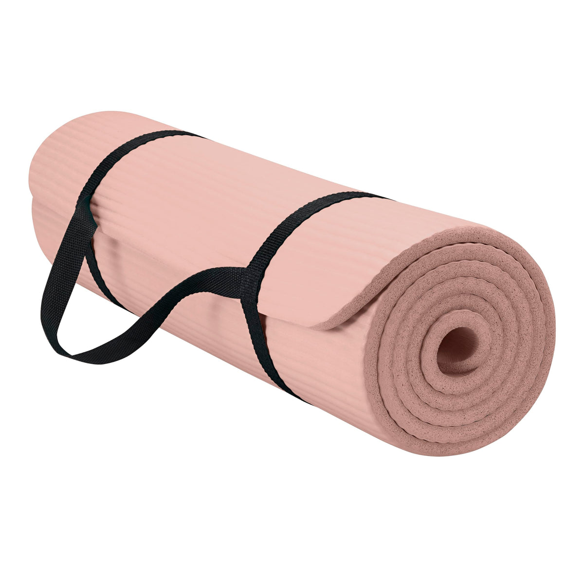 Essentials Thick Yoga Mat with Easy-Cinch Strap (French Rose, 10mm)