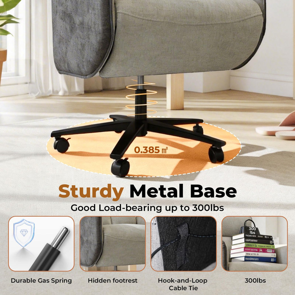 Ergonomic Executive Recliner, Adjustable Electric Office Chair 90-155° with Footrest, 4-Position Headrest, 300LBS Heavy Duty, 2-in-1 Base Swivel Desk Chair w/USB, Grey & Black Chenille