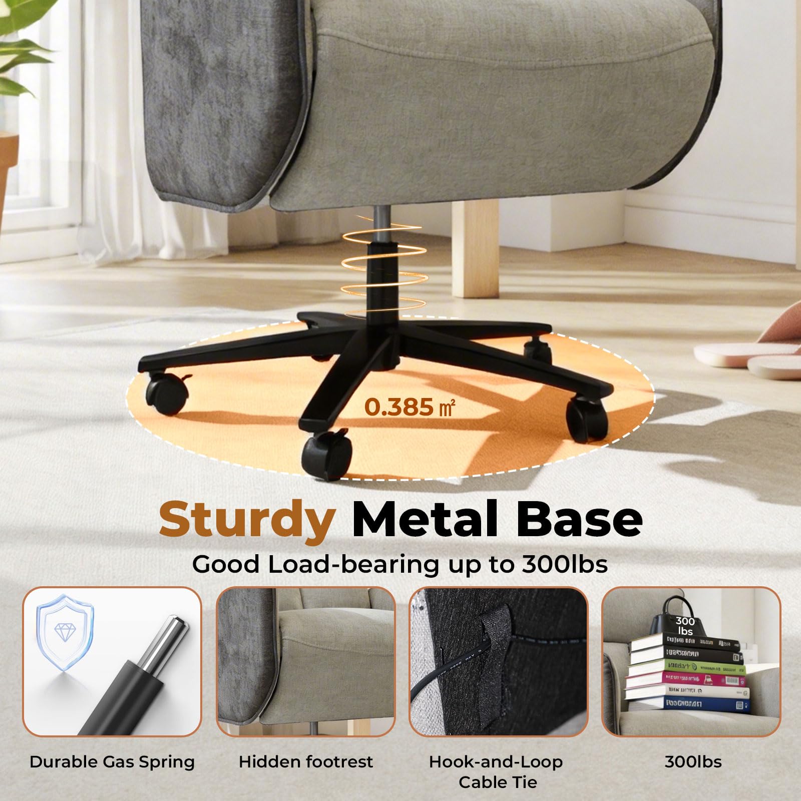 Ergonomic Executive Recliner, Adjustable Electric Office Chair 90-155° with Footrest, 4-Position Headrest, 300LBS Heavy Duty, 2-in-1 Base Swivel Desk Chair w/USB, Grey & Black Chenille