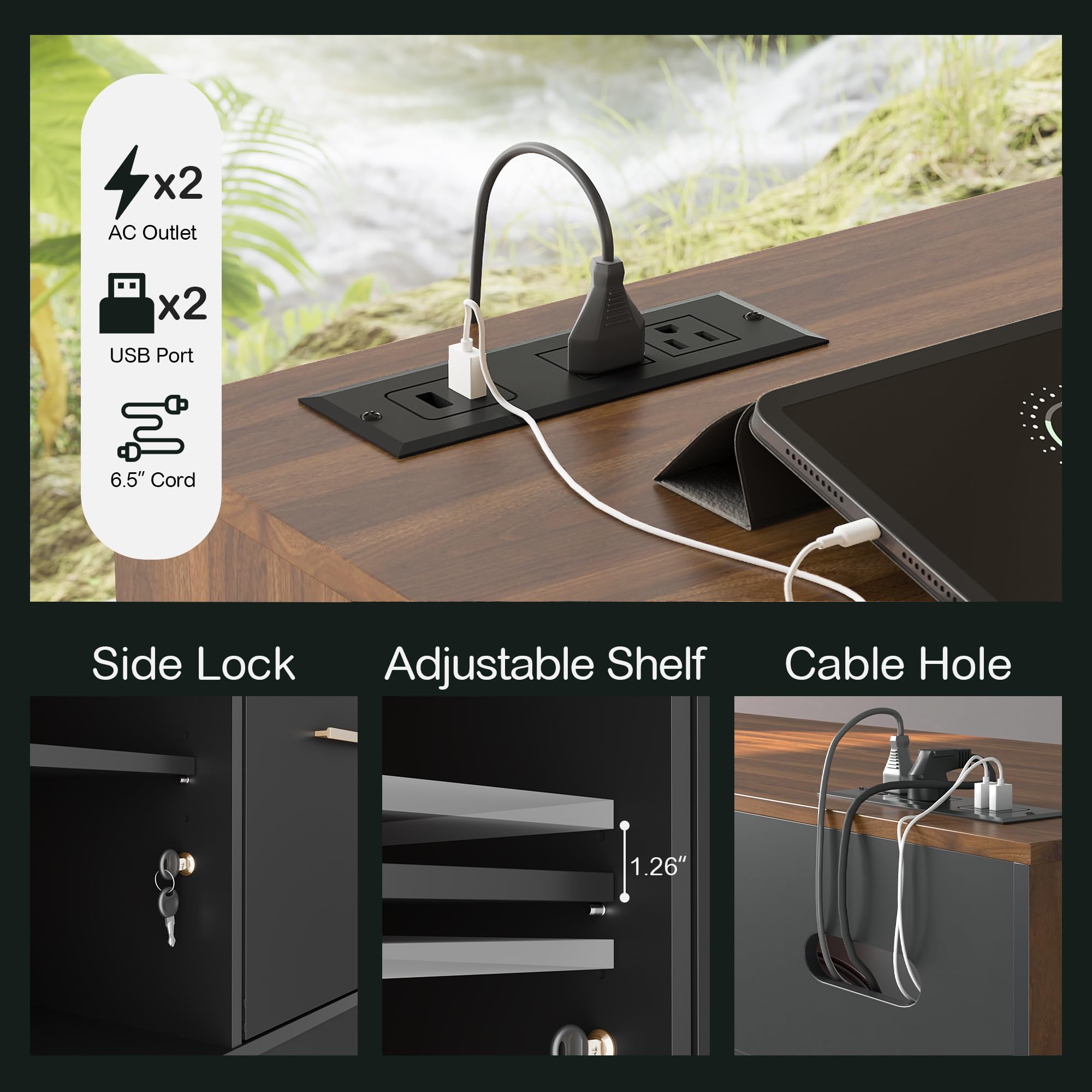 4 Drawer File Cabinet with Lock, Filing Cabinet for Home Office