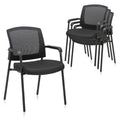4 Pack, Office Reception Guest Chair Mesh Back Stacking with Ergonomic Lumbar Support and Thickened Seat Cushion for Waiting Conference Room Black