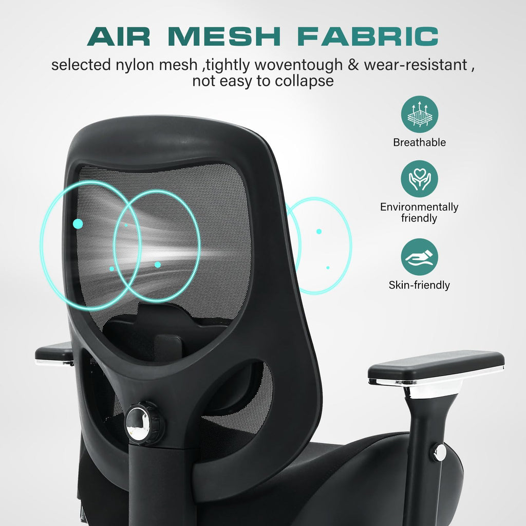750lbs Big and Tall Office Chair with Wide Thick Seat Cushion for Heavy People Ergonomic Computer Mesh Desk Chairs with 4D Armrests, Adjustable Lumbar Support for Adults 8 Hours daliy Work