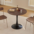 Hansweld Round Dining Table, 31.5" Circle Tulip Table with Thickened Tabletop & Metal Pedestal, Mid Century Modern Bistro Table for Kitchen, Small Places, Living Room, Cafe (Faux Walnut)
