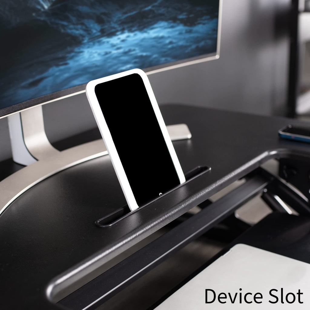 42 inch Height Adjustable Stand Up Desk Converter, V Series, Quick Sit to Stand Tabletop Dual Monitor Riser Workstation, Black
