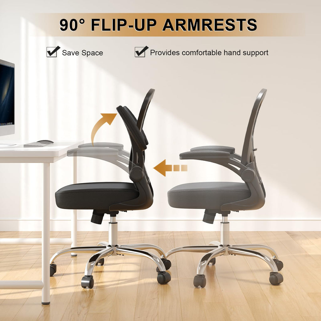 Office Chair, Ergonomic Desk Chairs 330LBS Capacity High Back Mesh Computer Chair with Flip-up Armrests, Comfy Work Chair with Adjustable Lumbar Support, Rolling Chair