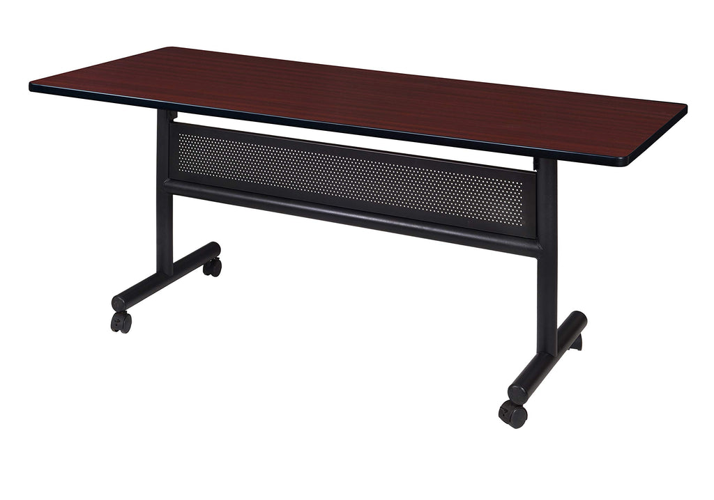 Kobe Flip Top Mobile Training Table And Modesty, 60 x 30 inch, Mahogany