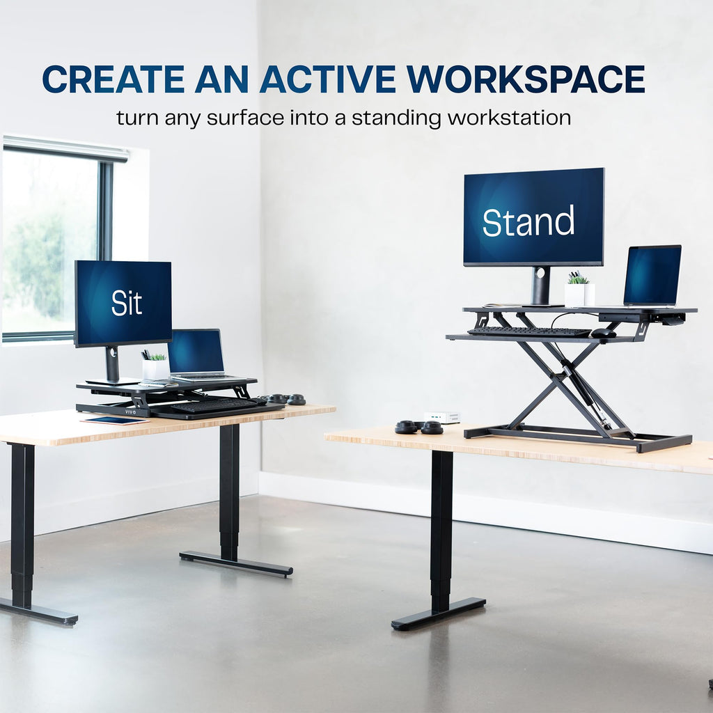 Black 32 inch Stand Up Desk Riser