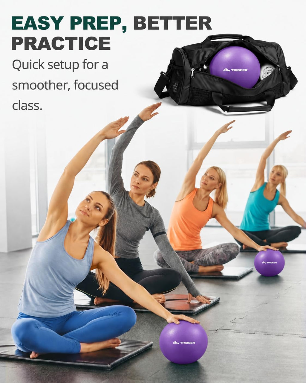 9-Inch Pilates Ball, Small Exercise Ball Pilates Equipments for Yoga, Physical Therapy, Pregnancy, Postpartum, Core Training, Balance, Stability and Stretching, Purple
