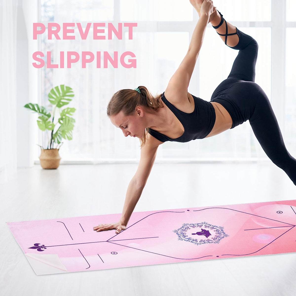 Yoga Towels, Non Slip Hot Yoga Mat Towel with Grip Dots,Super-Absorbent Soft Microfiber Yoga Blanket for Pilates, Fitness and Workout 72inch x 24inch