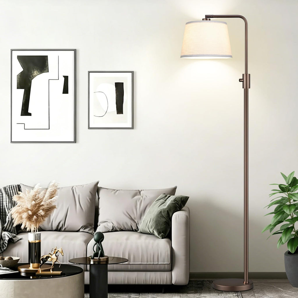 Floor Lamp, 1000 Lumens LED Edison Bulb Included, Modern Arc Standing Tall Brown Floor Lamp for Living Room Bedroom Office Dining Room
