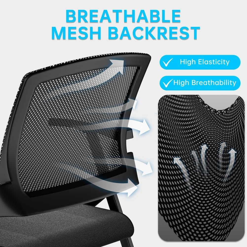 12 Pk, Folding Office Chair with Wheels - Mobile Mesh Back Conference Room Chair with Padded Seat, Foldable & Stackable for Meeting Room, Training, Seminar,Classroom School & Office - Black