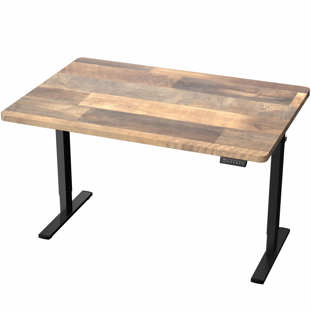 Electric 48 x 30 in Standing Desk, Memory Height Adjustment, 1B Series, Holds 220 lbs, One-Piece Reclaimed Wood Top, Black Frame