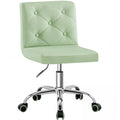 PU Leather Mid-Back Armless Vanity Chair Adjustable Height 360° Rolling Swivel for Office Work