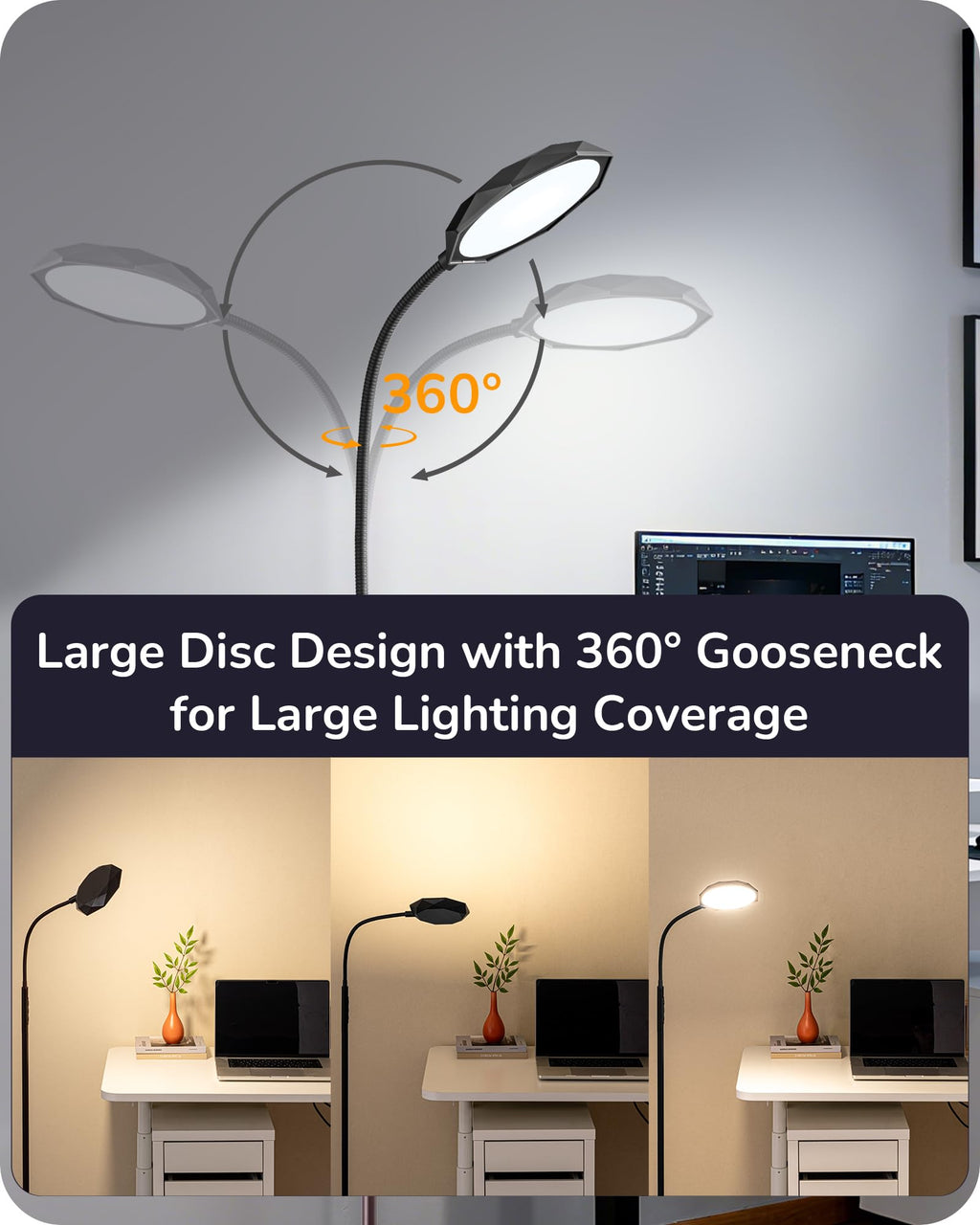 18W LED Floor Lamp for Living Room, Diamond-Surface, Black