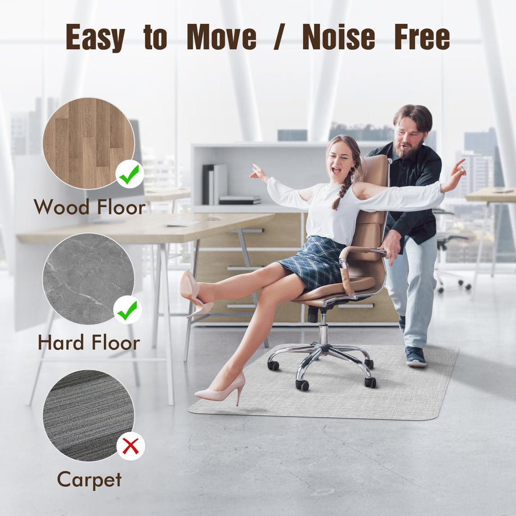 Office Chair Mat for Hardwood Floor, 36"x 48" Desk Computer Chair Mat for Hard Wood and Tile Floor, Large Anti-Slip Hard Floor Protector Rolling Chair Mat, PVC Mat Desk Rug Light Grey
