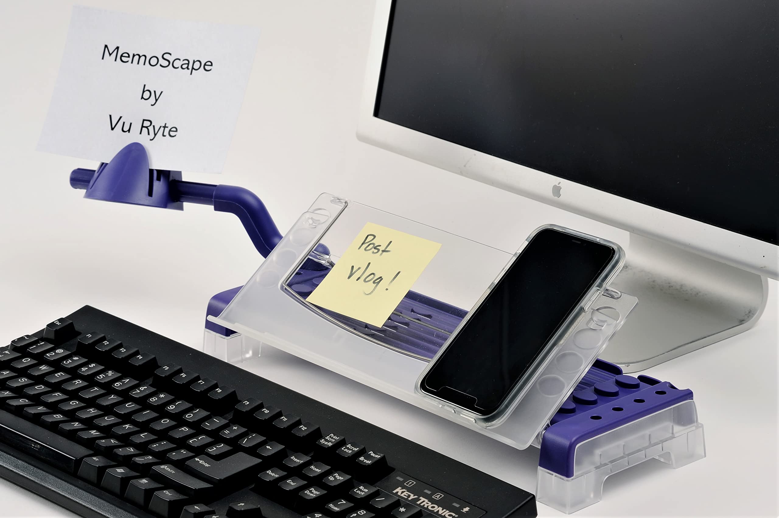 Adjustable in-Line Document Holder for Typing | Reduces Neck Strain, Improves Focus, Boosts Desk Organization, and Workflow | Paper Holder Stand for Desk and Home Office - Purple