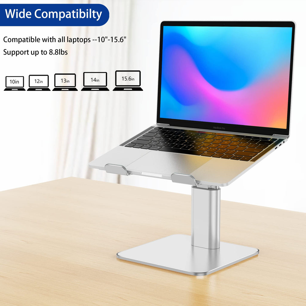 Laptop Stand, Ergonomic Adjustable Notebook Riser, Computer Holder, Laptop Mount Compatible with 10-15.6" Laptops, Silver