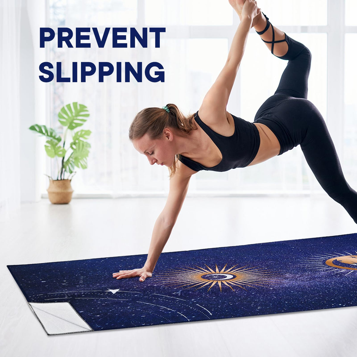 Yoga Towels, Non Slip Hot Yoga Mat Towel with Grip Dots,Super-Absorbent Soft Microfiber Yoga Blanket for Pilates, Fitness and Workout 72inch x 24inch
