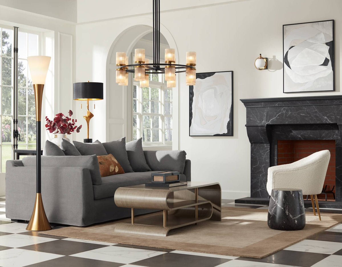 Piazza 72 1/2" Tall Brass and Black Torchiere Floor Lamp