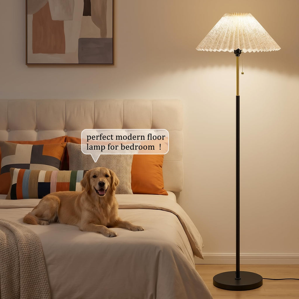 Floor Lamps for Living Room, 59.5" Pleated Modern Standing Lamp,Linen Shade